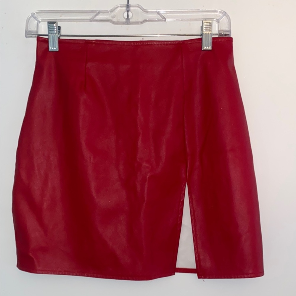 Windsor Red Mini Pencil Skirt with Slit for Cocktail